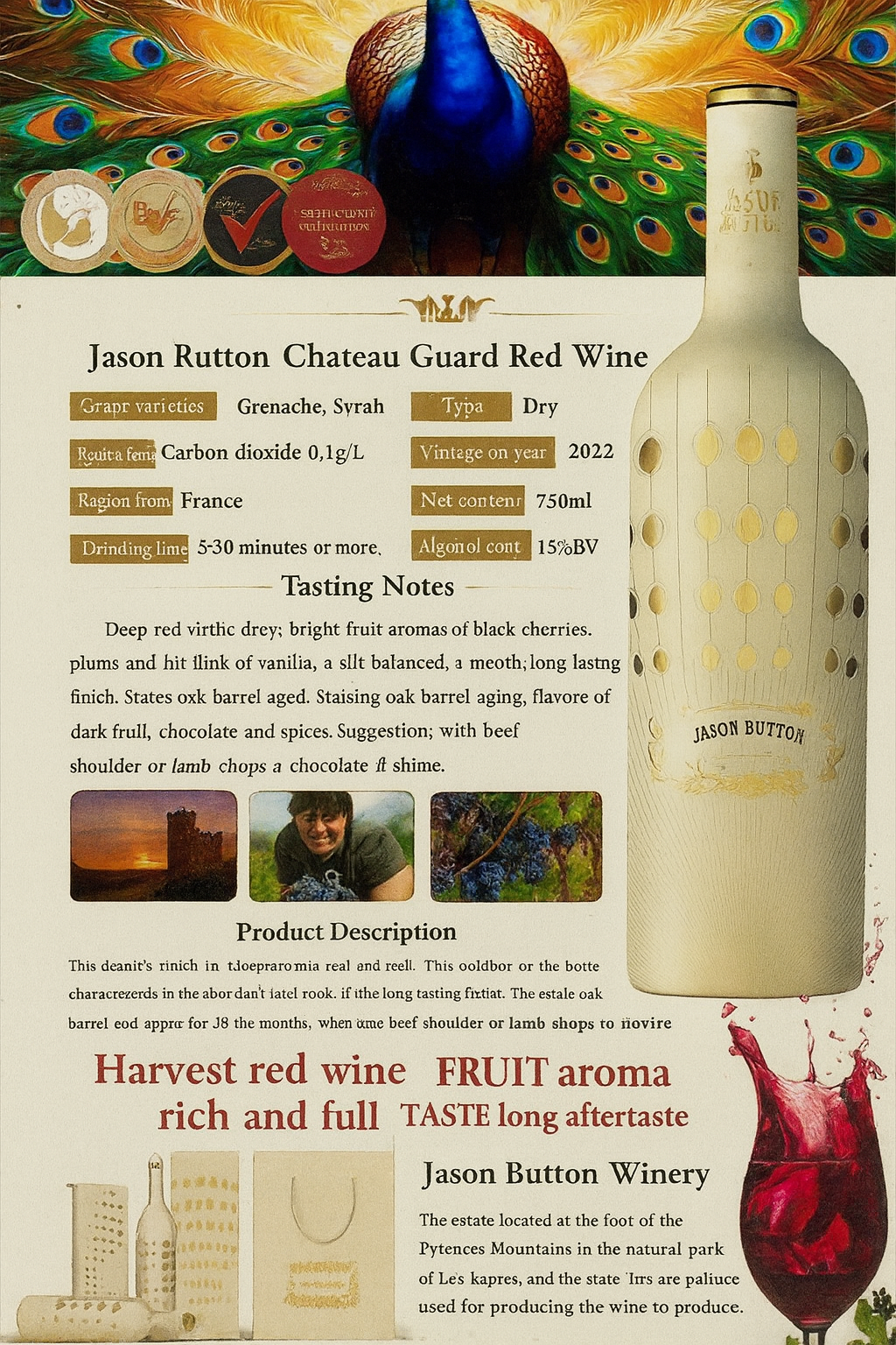 Jason Button · Château Carcassonne Dry Red&nbsp;Wine